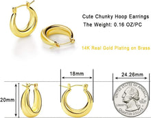 Load image into Gallery viewer, Chunky Gold Hoop Earrings for Women, Hypoallergenic