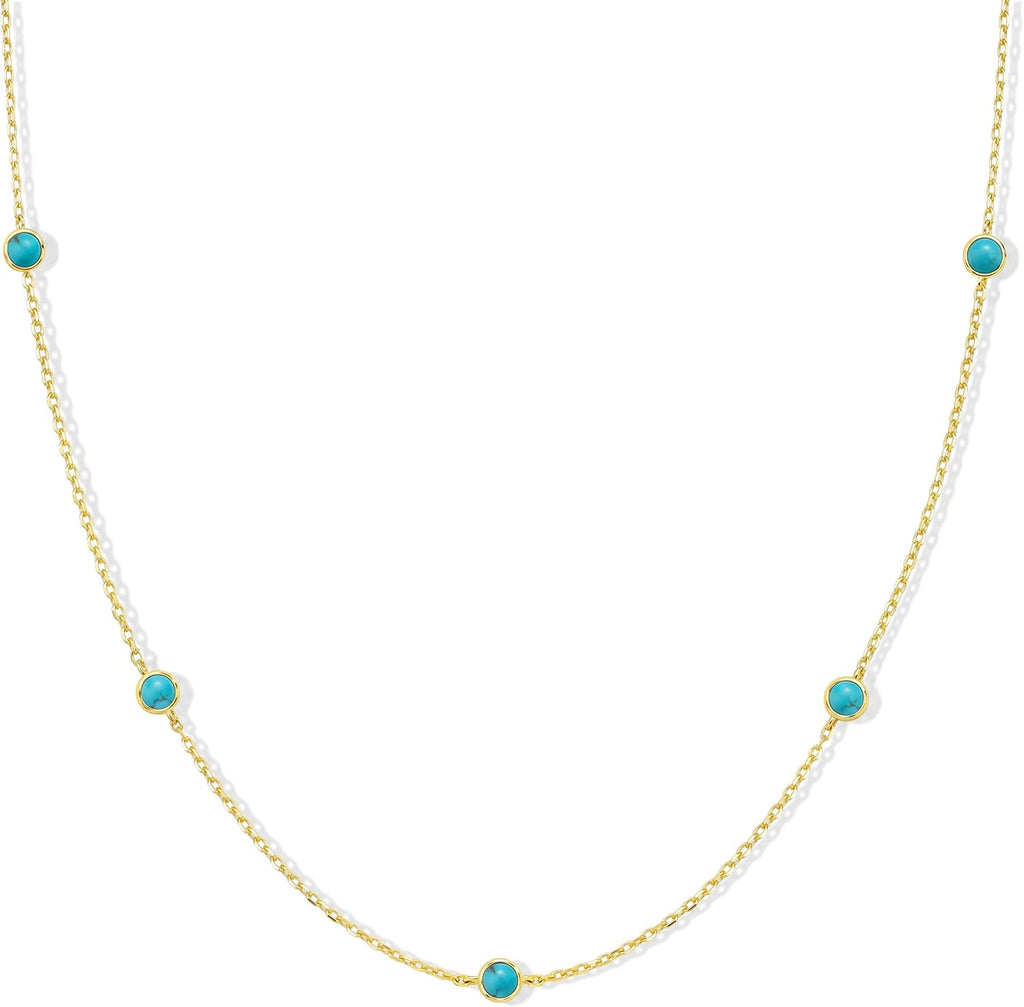 Dainty Gold Silver Necklaces for Women Non Tarnish 14K Gold Plated Cute Station Choker Diamond Clover Pearl Turquoise Beaded Cross Bow Necklace Simple Trendy Layering Chain Link Jewelry Birthday Wedding Party Gifts for Women