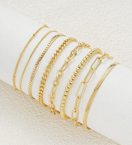 6 Pairs Gold Hoop Earrings+8pcs Gold Bracelets