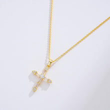 Load image into Gallery viewer, Gold Cross Necklace — Crystal Pendant, 14K Plated
