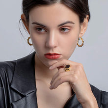 将图片加载到图库查看器，Twisited Gold Chunky Hoop Earrings For Women, 14K Gold Plated – alternate view
