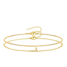将图片加载到图库查看器，Gold Initial Bracelet — A–Z, 14K Gold Plated Box Chain