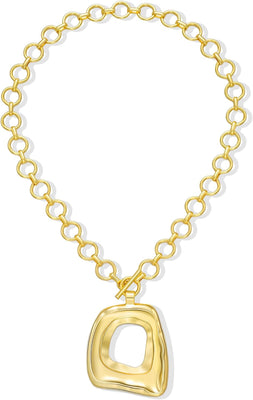 Chunky Gold Pendant Necklace — Boho 14K Plated Layer