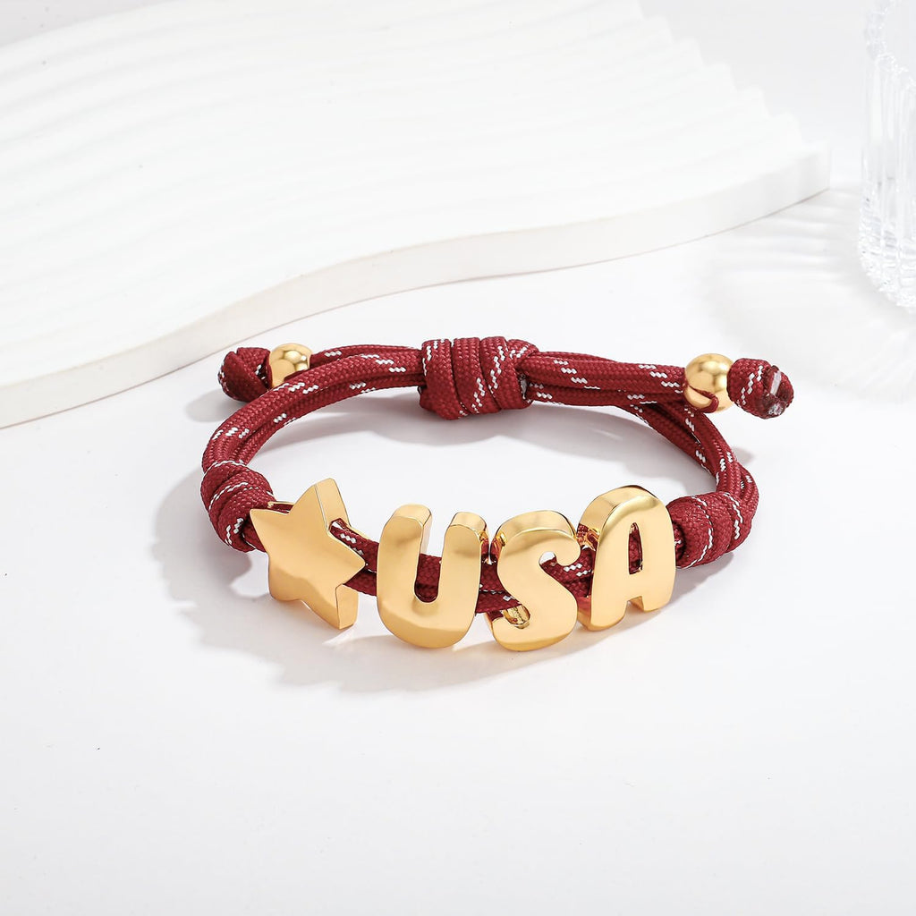 250 Anniversary USA Bracelet for Women with Inital 4th of July – view 5