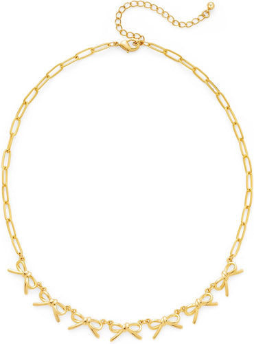 Gold Bow Necklace for Women Classic Bow Charm Jewelry