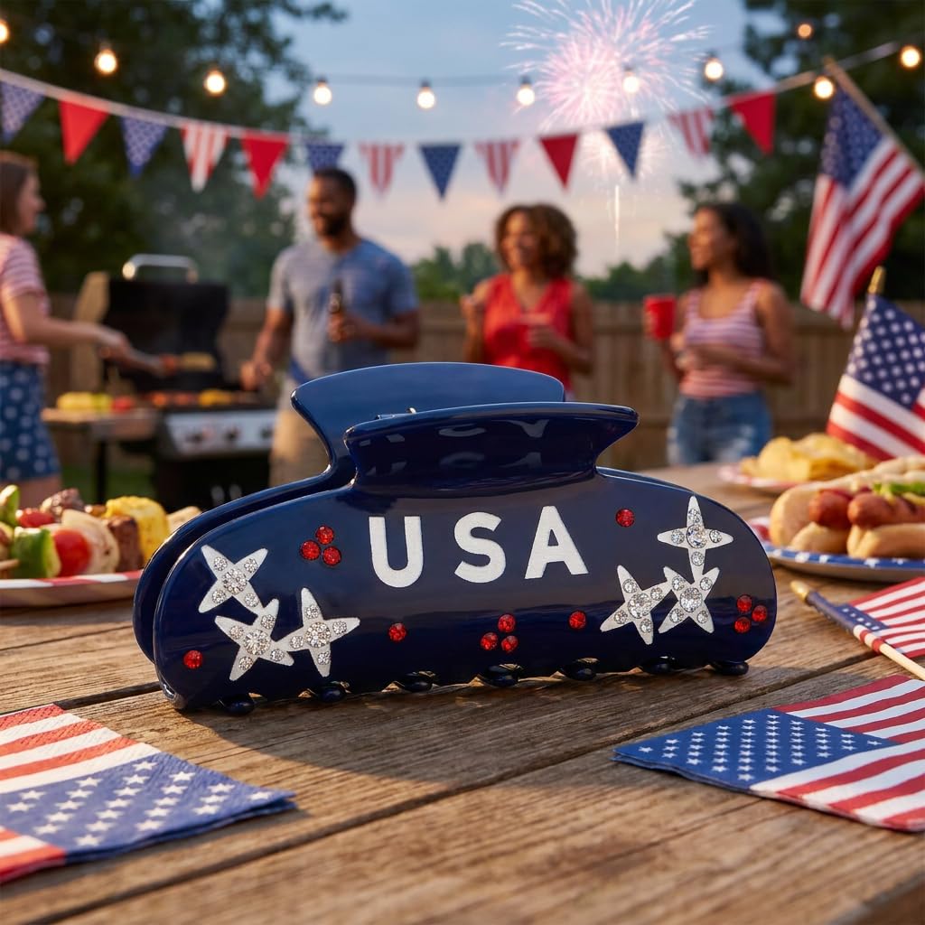 Blue USA Hair Clip for Women Sturdy Independence Day Hair Claws – view 4