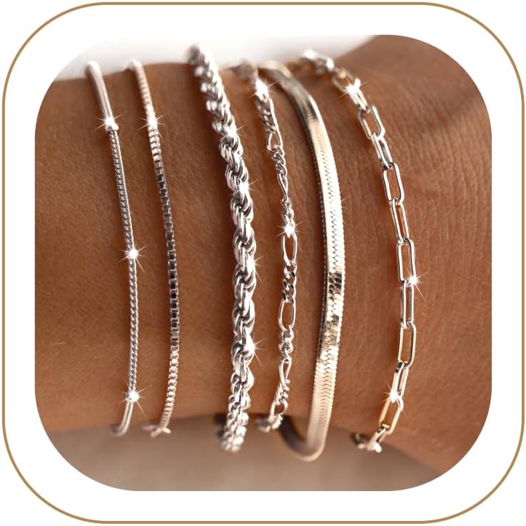 Sterling Silver Plated Bracelets Set for Women