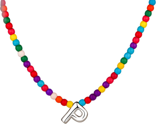 Bubble P Initial Silver Necklaces for Women Trendy