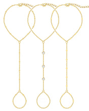 Load image into Gallery viewer, 3PCS 14K Gold-Plated Hand Chain Bracelets for Women, Stack Bracelets Set Adjustable, Trendy Dainty Ring Bracelet Hand Chain