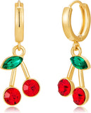 Gold Cherry Earrings For Women Lightweight Fruit Cherry Dangle