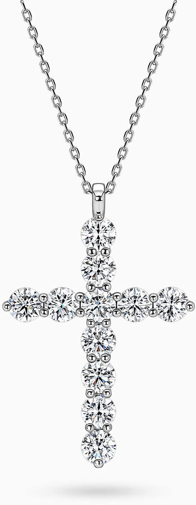 Sterling Silver Plated Diamond CZ Cross Necklace – view 5