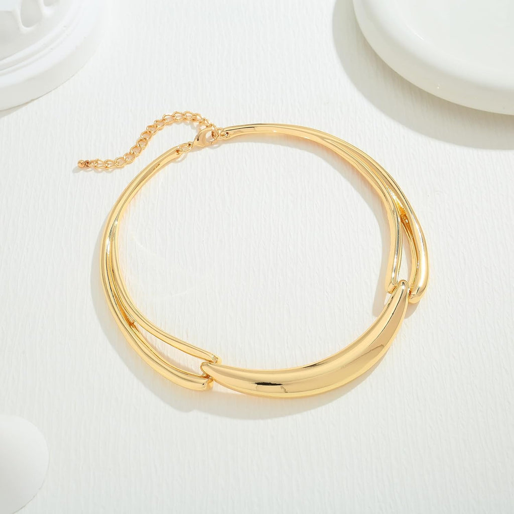 Gold Hammer Collar Curved Bar Collar Necklaces For Women – view 5