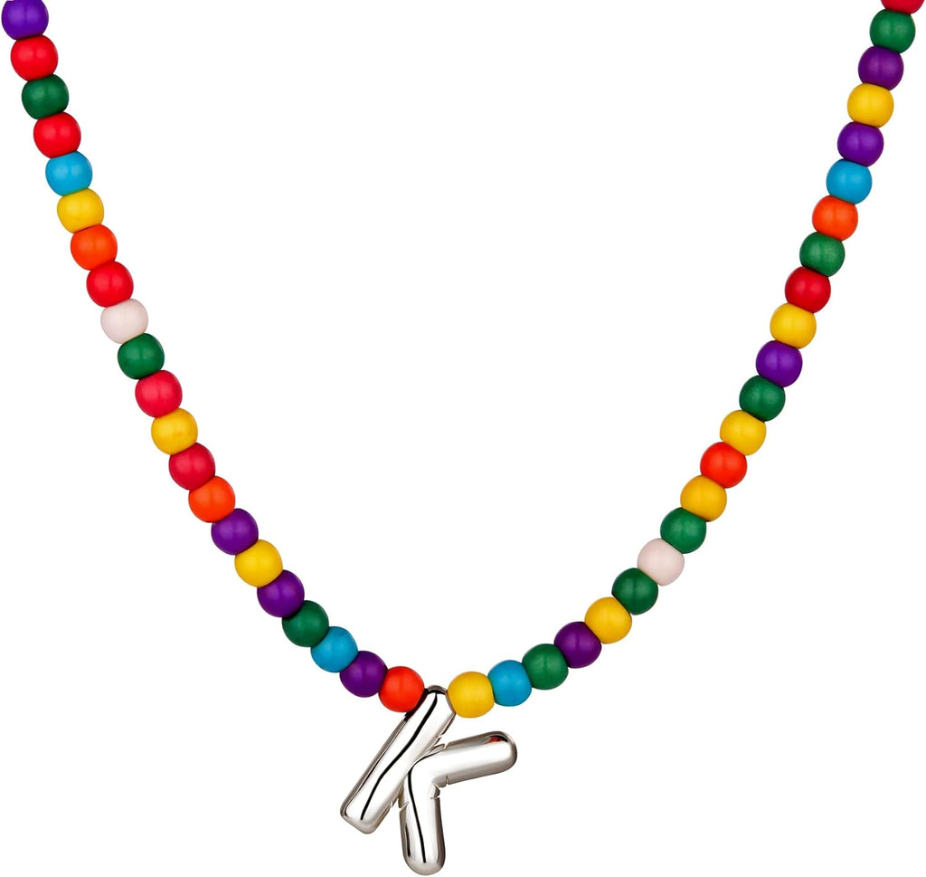 Bubble K Initial Silver Necklaces for Women Trendy