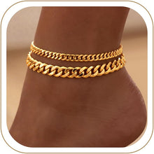 将图片加载到图库查看器，Chunky Gold Ankle Bracelets for Women