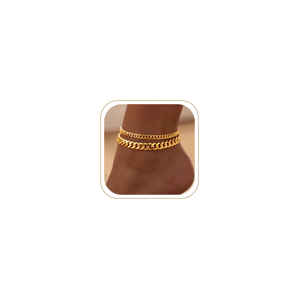 Chunky Gold Ankle Bracelets for Women – view 7