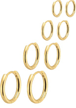 Load image into Gallery viewer, 14K Gold Plated Huggie Hoop Earrings — Stacking Set, Hypoallergenic