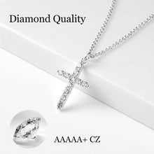 Load image into Gallery viewer, Sterling Silver Plated Diamond CZ Cross Necklace – view 6
