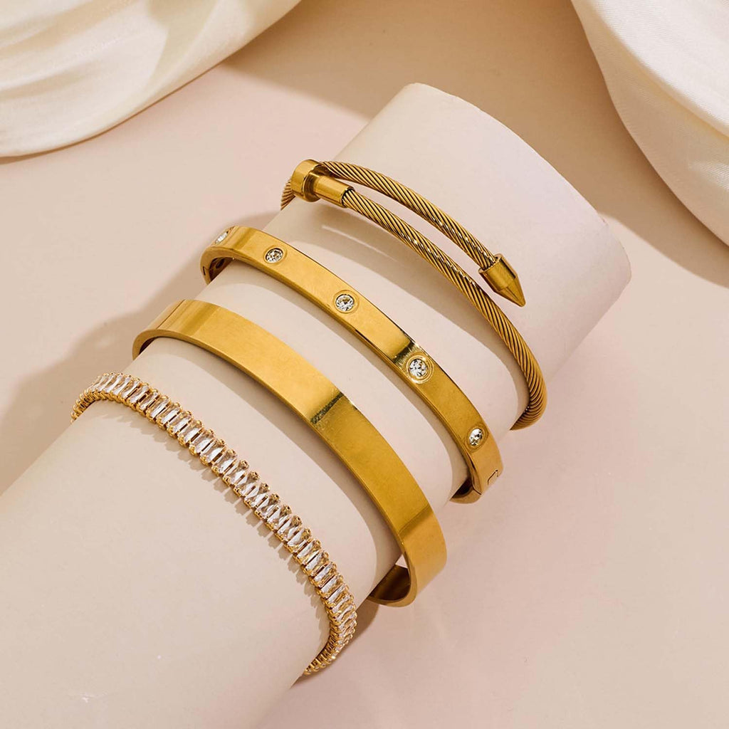 Gold Plated Bangle Set for Women Chain Bracelets