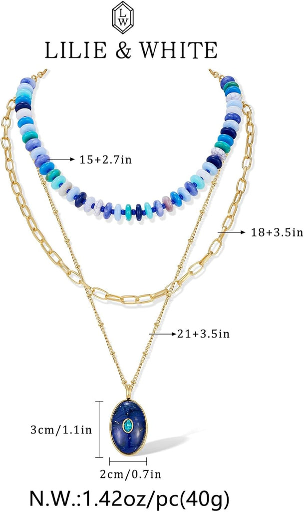 Layered Beaded Necklace for Women Colorful Pendant – view 6