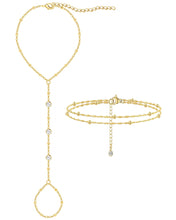 Load image into Gallery viewer, Gold Hand Chain Bracelets — 3 Pieces, 14K Plated Set
