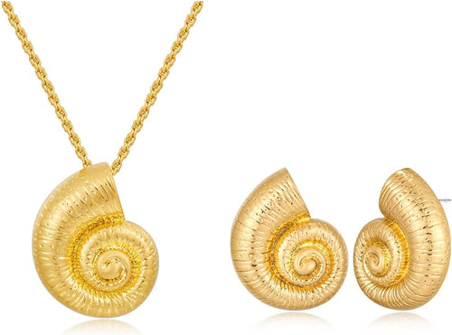 Conch Pendant Necklace And Earrings For Women
