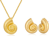 Conch Pendant Necklace And Earrings For Women