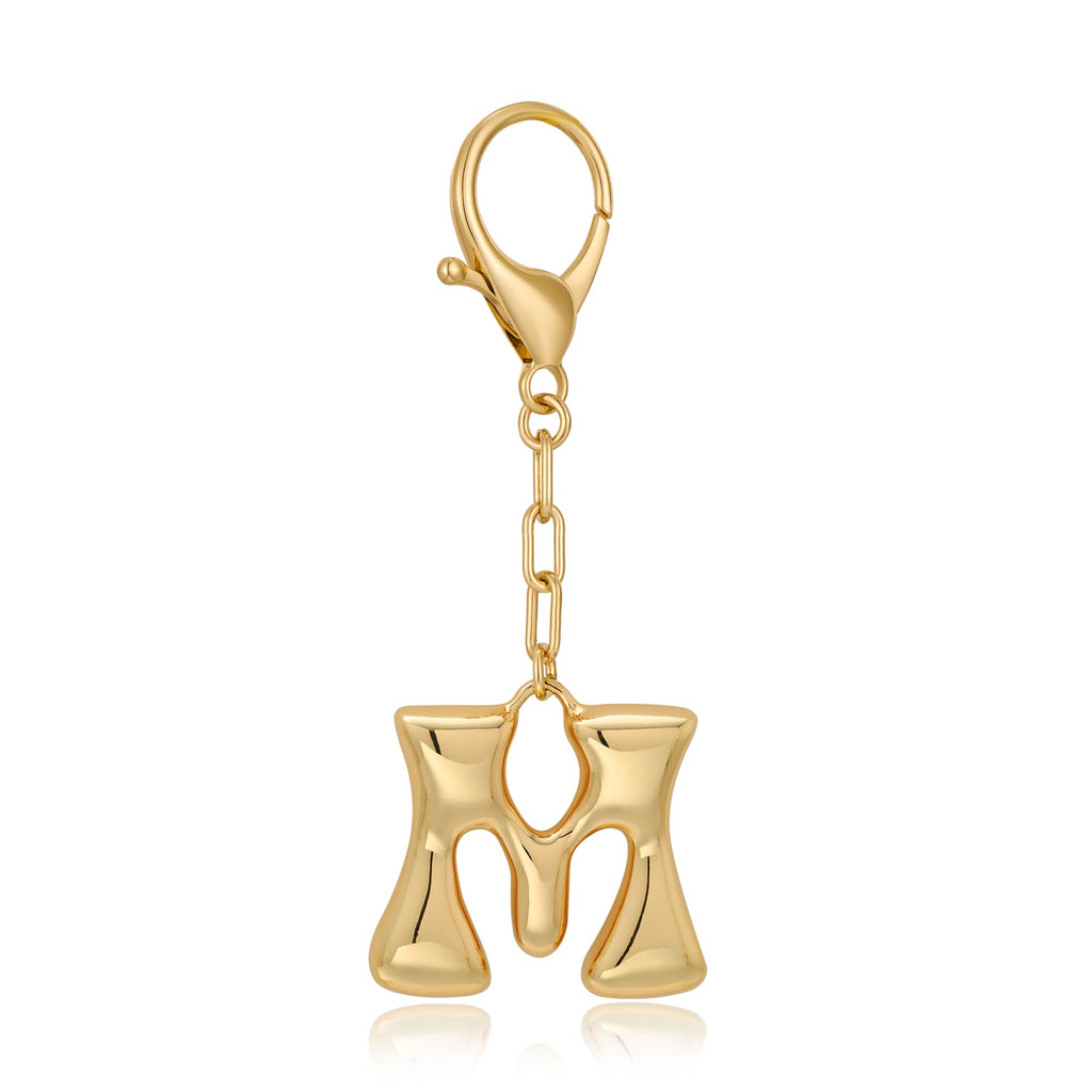 Gold Bubble Initial Keychain For Women