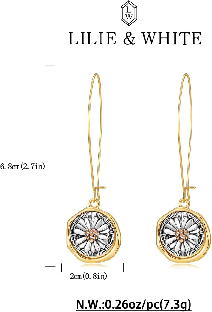Gold And Silver Earrings for Women Chic Vintage Flower Dangle – view 6