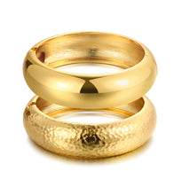 Load image into Gallery viewer, Chunky Gold Bangle Bracelets for Women, Dainty 14k Gold Plated Big Stackable Bangles Set, Trendy Statement Cuff Bracelet Stack Fashion Jewelry Gifts