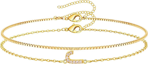 Gold Initial Bracelet — A–Z, 14K Gold Plated Box Chain