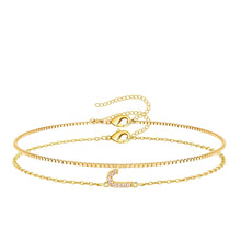 将图片加载到图库查看器，Gold Initial Bracelet — A–Z, 14K Gold Plated Box Chain