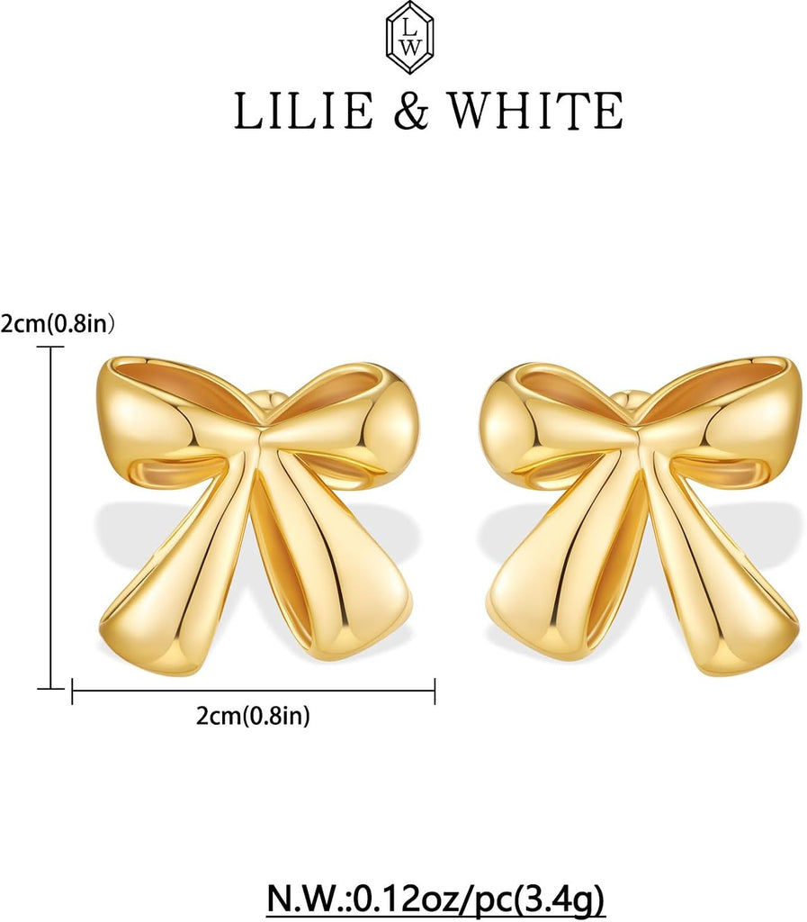 Gold-plated Bow Stud Earrings For Women – view 6