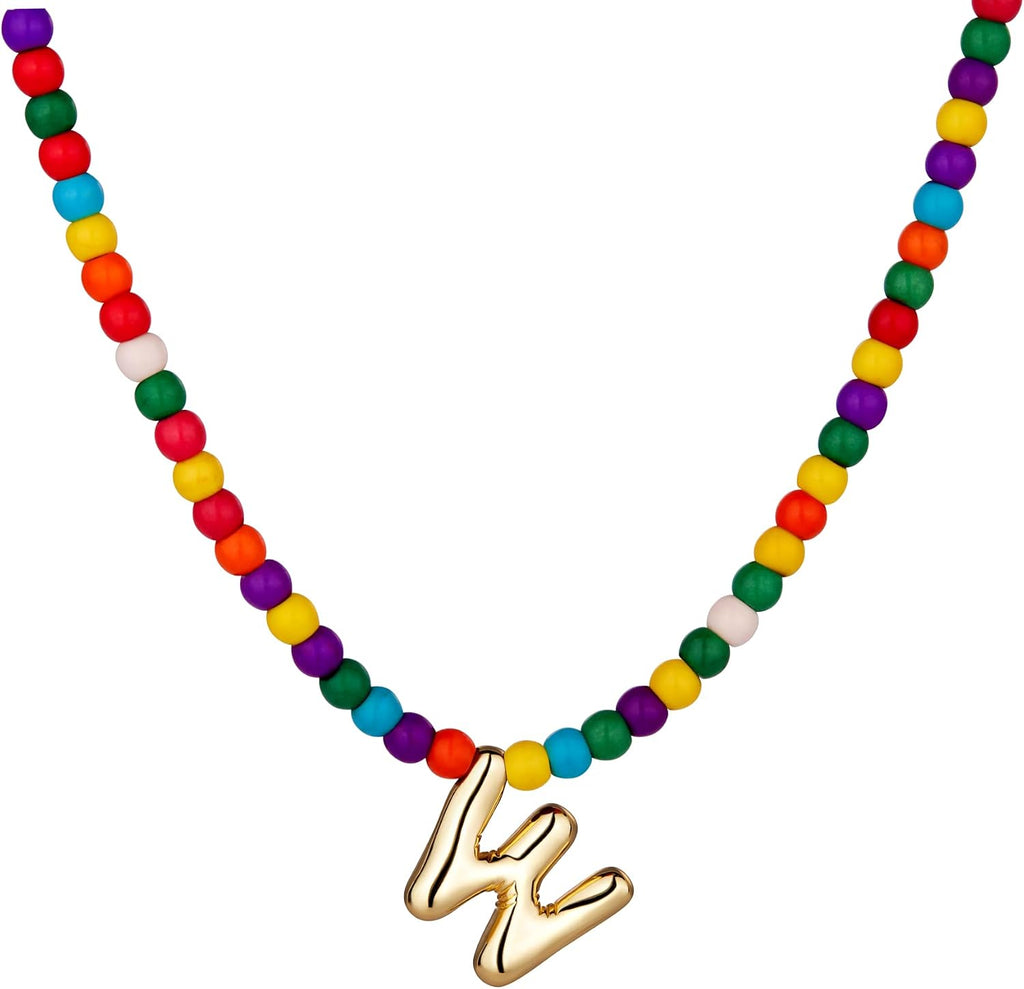 Bubble W Initial Gold Necklaces for Women Trendy