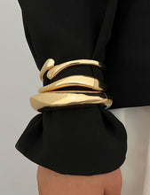 Load image into Gallery viewer, Chunky Gold Bangle Bracelets for Women, Dainty 14k Gold Plated Big Stackable Bangles Set, Trendy Statement Cuff Bracelet Stack Fashion Jewelry Gifts