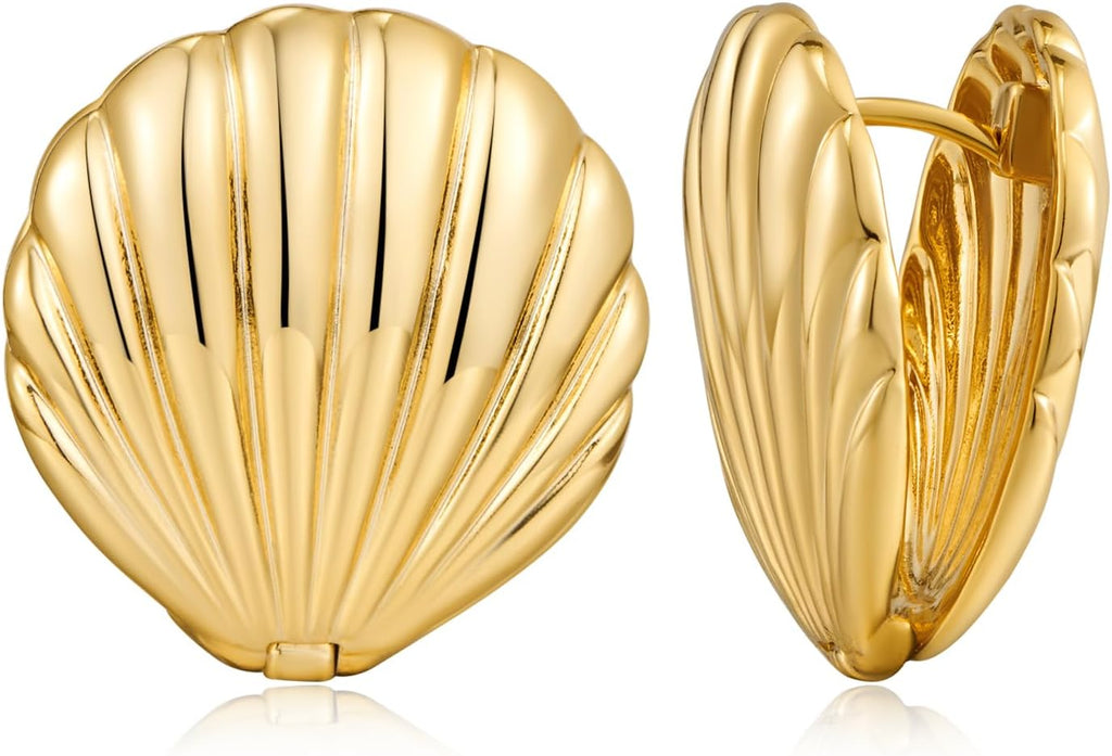 Gold Shell Stud Earrings for Women