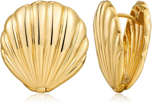 Gold Shell Stud Earrings for Women