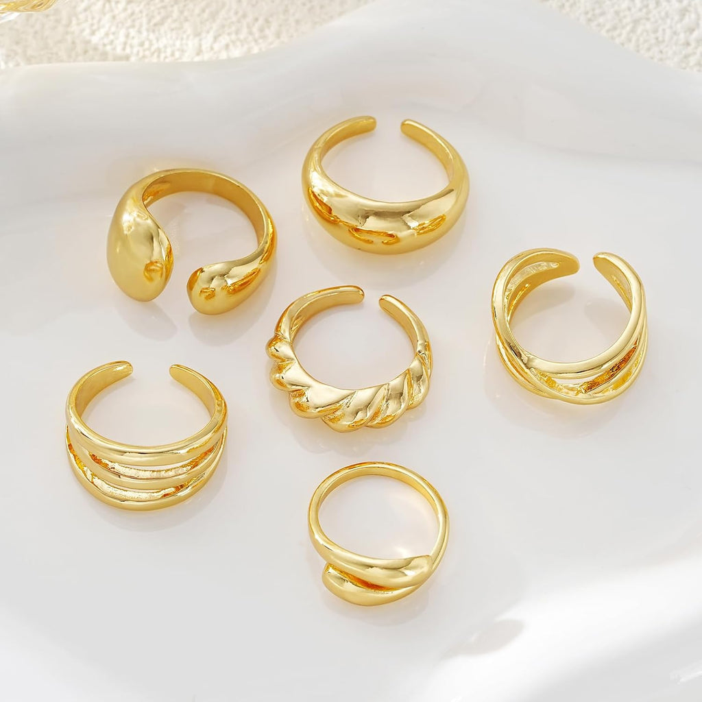 Chunky Gold Stacking Rings — 18K Plated, Non Tarnish
