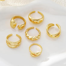 Load image into Gallery viewer, Chunky Gold Rings for Women Non Tarnish, 18K Gold-Plated Statement Open Stacking Rings, Stackable Knuckle Band Ring Set