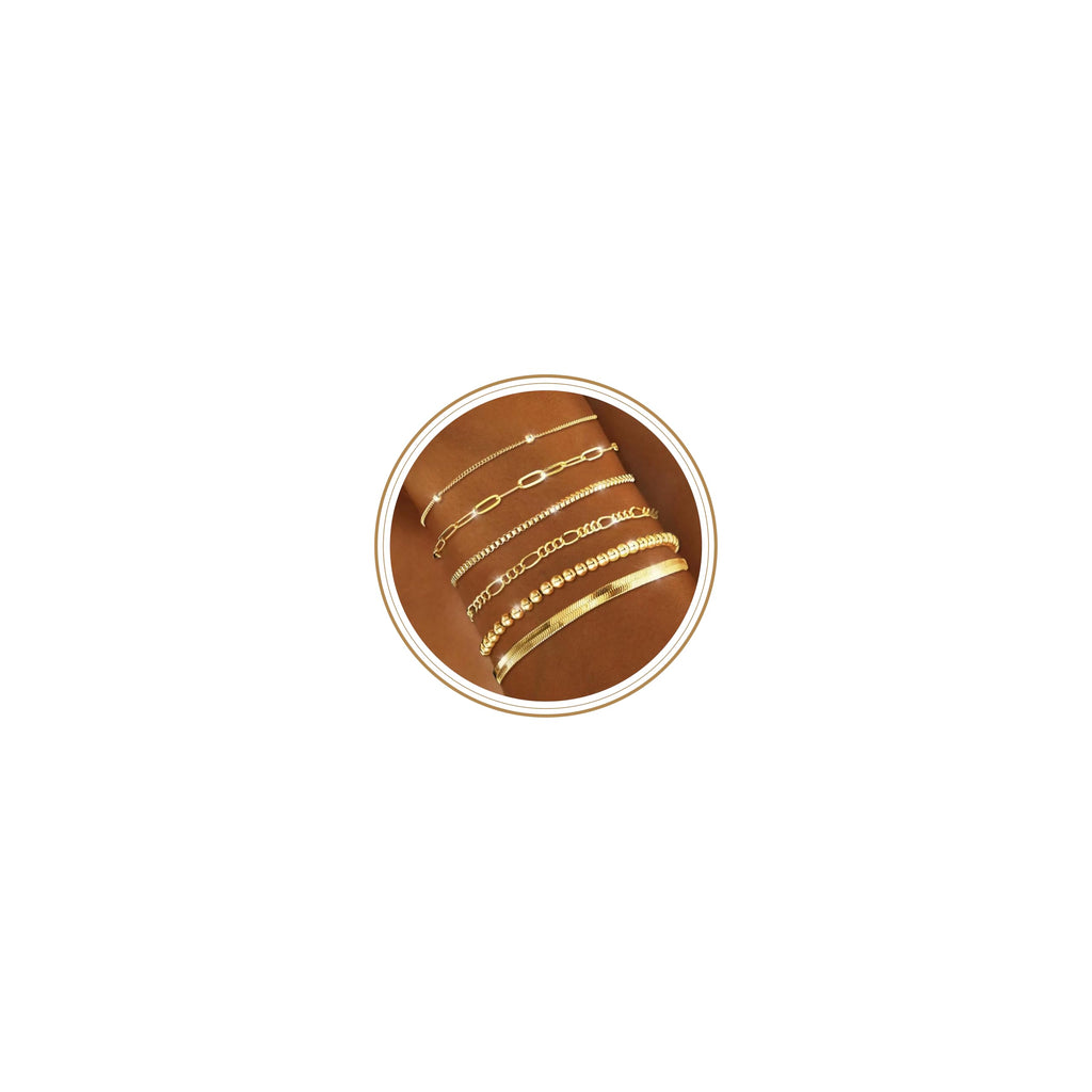 Gold Bracelets for Women, 14K Gold Plated, Waterproof