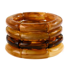 Load image into Gallery viewer, 6pcs Chunky Acrylic Bangle Bracelets for Women, Resin Bamboo Brown Stretchy Bracelet Stack, Fashion Jewelry for Women