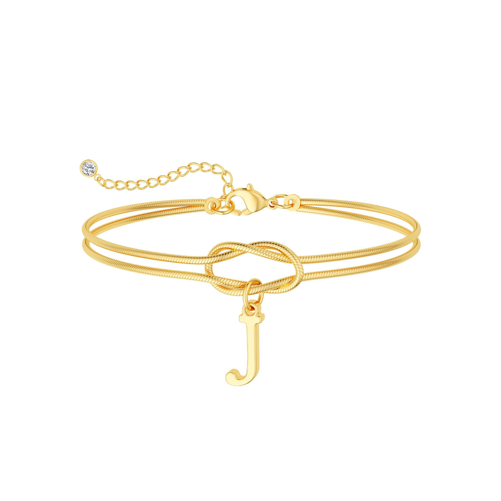 14K Gold Plated Gold Initial Bracelets for Women, Non-Tarnish, Adjustable – view 10