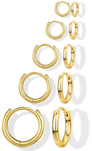 Load image into Gallery viewer, 14K Gold Plated Huggie Hoop Earrings — Stacking Set, Hypoallergenic