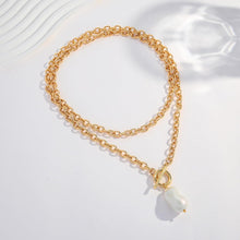 将图片加载到图库查看器，Gold Chunky Chain Necklace for Women lmitaion Pearl Pendant – view 5