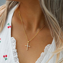 将图片加载到图库查看器，Gold Diamond Cross Necklace for Women, 14K Gold Plated – alternate view