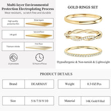 Load image into Gallery viewer, 14K Gold Plated Stackable Rings Set for Women – view 5
