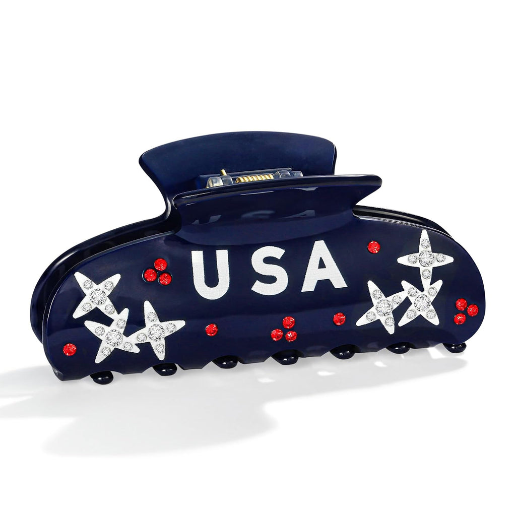 Blue USA Hair Clip for Women Sturdy Independence Day Hair Claws