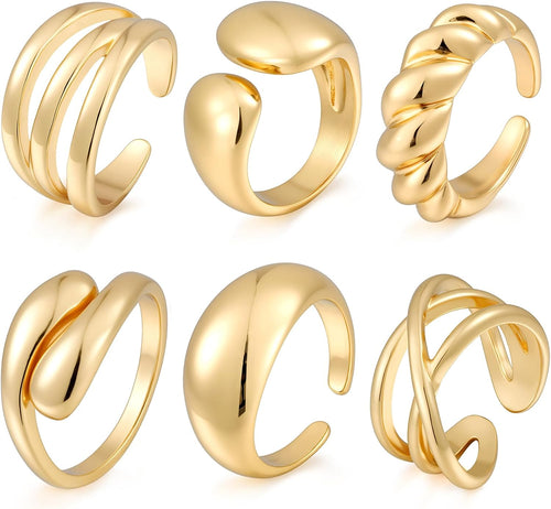 Chunky Gold Stacking Rings — 18K Plated, Non Tarnish