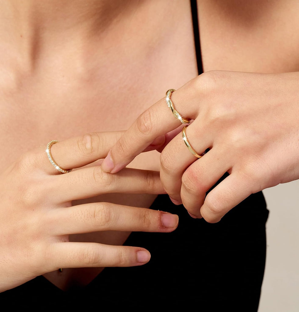 14K Gold Plated Stackable Rings Set for Women – view 4