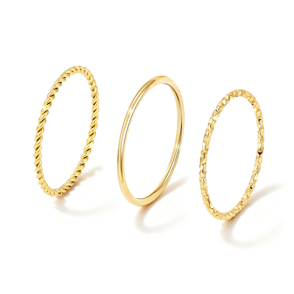 Dainty Gold Stacking Rings — Sizes 3–11, Non Tarnish