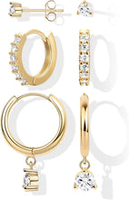 Load image into Gallery viewer, Huggie Hoop &amp; Stud Earring Set — Gold or Silver, Multi-Piercing